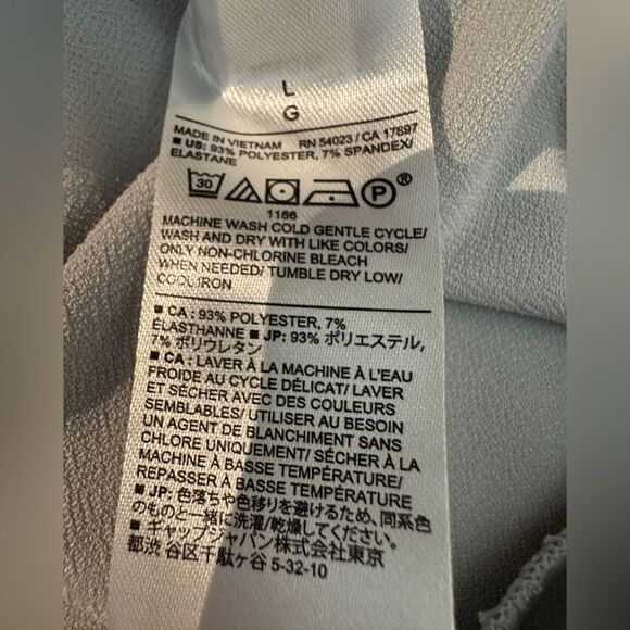 Banana Republic Factory Top Crepe Fabric Faux Wrap Banded Hem Gray Size L - Picture 8 of 9